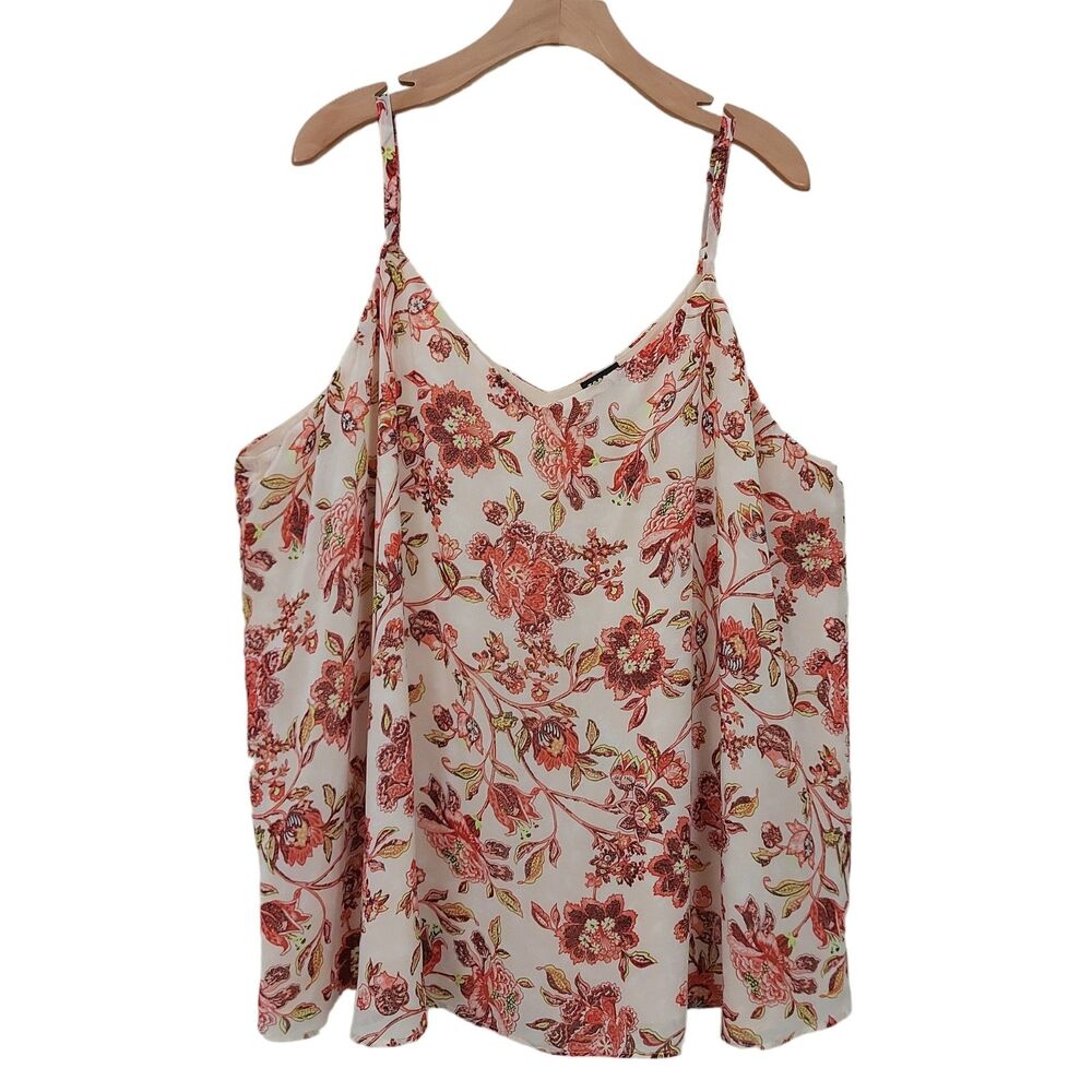 Torrid Sophie Chiffon Swing Cami Womens 4 Peach Floral Sleeveless Coquette